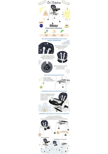 Elite BH-1450 Mizzy Masalı Bebek Mama Sandalyesi 1 Adet modelleri