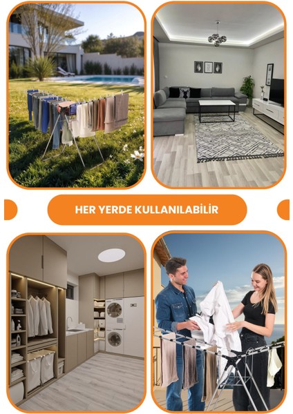 Gri metal çok amaçlı dayanıklı 2 kanatlı kurutmalık, yer tasarruflu ve pratik kullanım