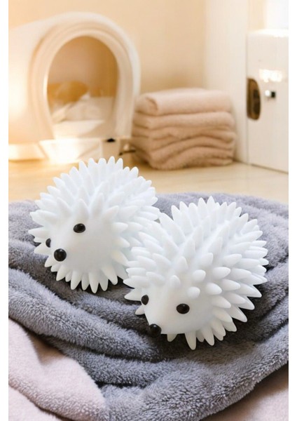 2'li Kirpi Kurutma Topu Beyaz Tüy Toplayıcı Çamaşır Kurutma Topu