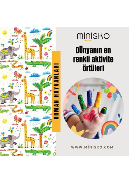Elite Mama Sandalyesi Altı ve Aktivite Örtüsü | Bebek Alt Örtüsü | Kullan At Örtü | Hayvanlar | 2'li Set 1 Adet