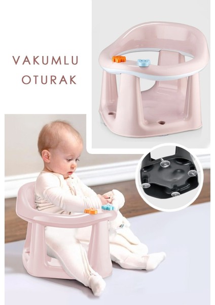 Elite Vakum Tabanlı Bebek Mama Sandalye Oturağı Oyuncaklı Banyo Oturağı - Minder Ürüne Dahildir 1 Adet