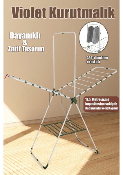 Metal kurutmalık, beyaz, dayanıklı ve kullanışlı çamaşır askısı, ev için ideal seçenektir.
