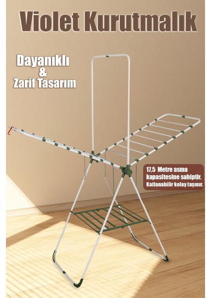 Metal kurutmalık, beyaz, dayanıklı ve kullanışlı çamaşır askısı, ev için ideal seçenektir.