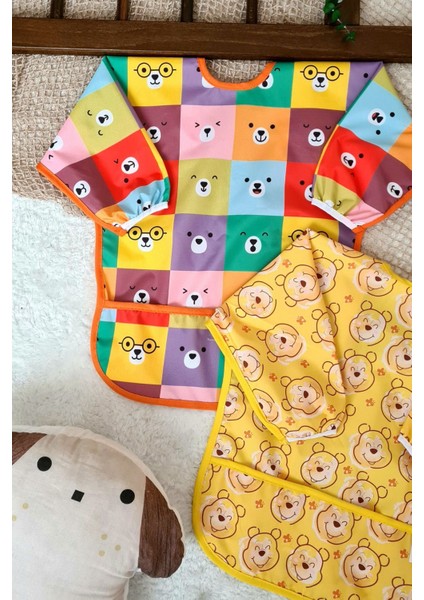 Elite Bear ve Kare Ayilar Desenli 2'li Paket Sıvı Geçirmez Unisex Aktivite ve Mama Önlüğü 6-24 Ay 1 Adet fiyatları