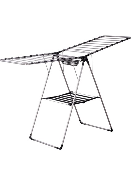 Kalın Metal Borulu Çamaşır Askısı, Gri, Dayanıklı ve Şık Tasarım
