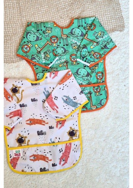 Elite Safari ve Roar Desenli 2'li Paket Sıvı Geçirmez Unisex Çocuk Aktivite ve Mama Önlüğü 6-24 Ay 1 Adet fiyatları