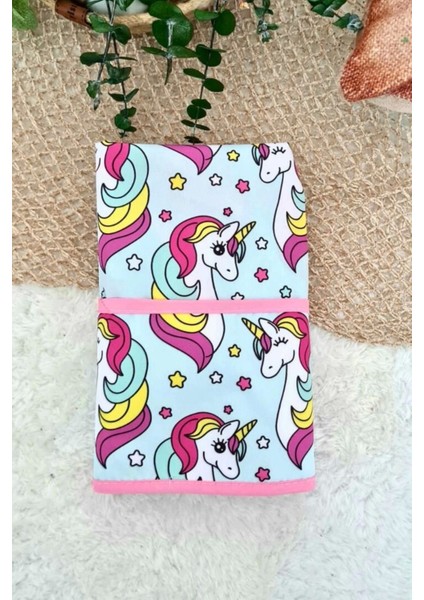 Elite Unicorn Pembe Desenli Sıvı Geçirmez Kız Aktivite ve Mama Önlüğü 6-24 Ay 1 Adet