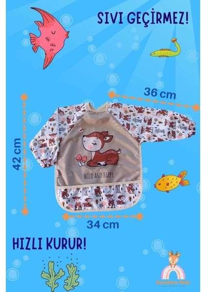 Elite Uzun Kollu Sıvı Geçirmez Mama Önlüğü 2'li Set (6-24 Ay) Safari-Karaca 1 Adet