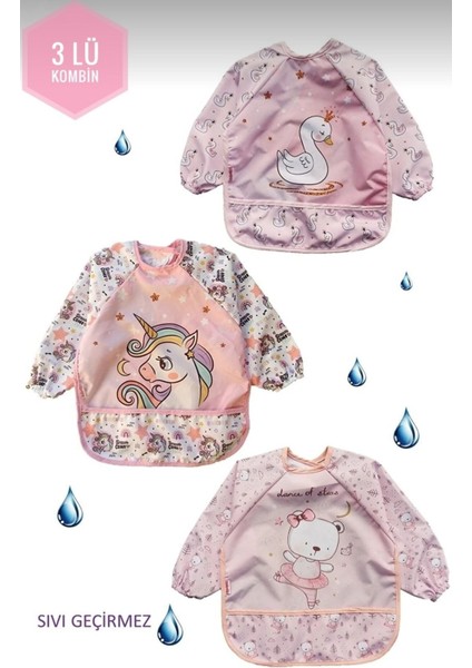 3lü Giyilebilir Sıvı Geçirmez Bebek Mama Önlüğü 1 Adet