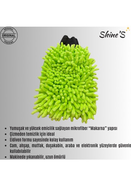 Shine's 1 Adet Makarna Eldiven Duşakabin Temizliği, Oto Temizleme Fayans Temizleme duvar temizleme yeşil ve kırmızı renk standart