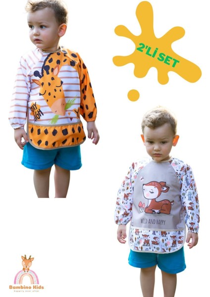 Elite Uzun Kollu Sıvı Geçirmez Mama Önlüğü 2'li Set (6-24 Ay) 1 Adet