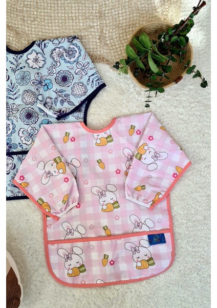 Elite Flower ve Carrot Desenli 2'li Paket Sıvı Geçirmez Kız Çocuk Aktivite ve Mama Önlüğü 6-24 Ay 1 Adet
