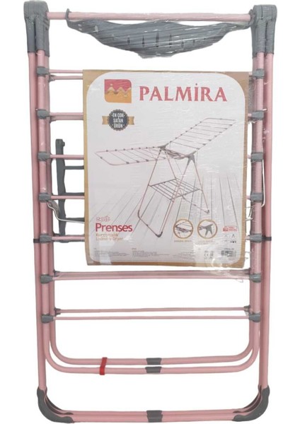 Prenses Pembe-Gri Sepetli Metal Kurutmalık, Şık ve Fonksiyonel Tasarım