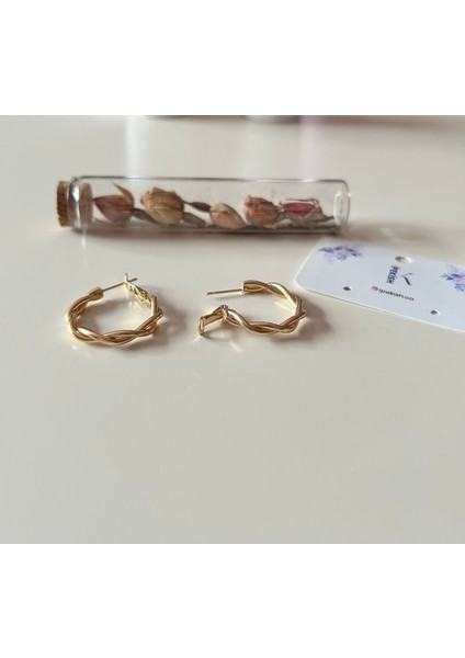 Gold Renk Burgu Model Halka Küpe – Klips Kapamalı, Kadın Takı