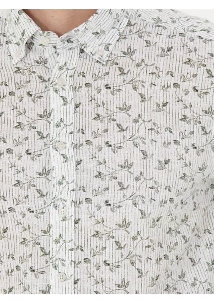 Erkek Haki Slim Fit Uzun Kollu Gömlek 50253868-VR027