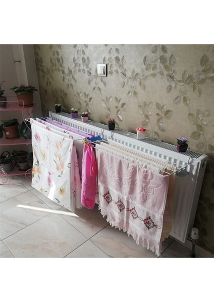 60 cm Petek Üstü Çamaşır Kurutmalık, 5 Telli, Beyaz, Dayanıklı ve Şık Tasarım