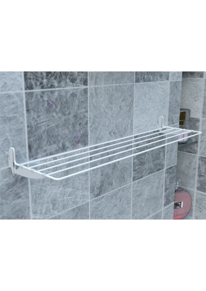 60 cm Petek Üstü Çamaşır Kurutmalık, 5 Telli, Beyaz, Dayanıklı ve Şık Tasarım