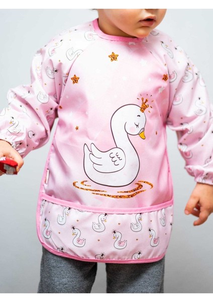 Elite 2'li Takım Kuğu ve Karaca Desenli Sıvı Geçirmez Uzun Kollu Mama Önlüğü Su Geçirmez Önlük 1 Adet