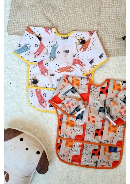 Elite Roar ve Graffe Desenli 2'li Paket Sıvı Geçirmez Kız Çocuk Aktivite ve Mama Önlüğü 6-24 Ay 1 Adet