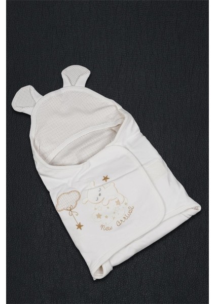 Elite Unisex Bebek Beyaz Yıldızlı Ayıcıklı Kundak 1 Adet