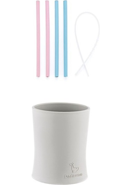 Elite Alıştırma Bardağı, Silikon Çocuk Pipet ,4 Adet Pipet, 1 Adet Pipet Temizleyici Mint Yeşil 1 Adet