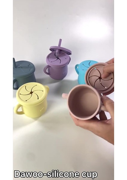 Elite Silikon Pipetli Bardak, ( Alıştırma Bardağı ) Çerez Kapağı / Lacivert 1 Adet