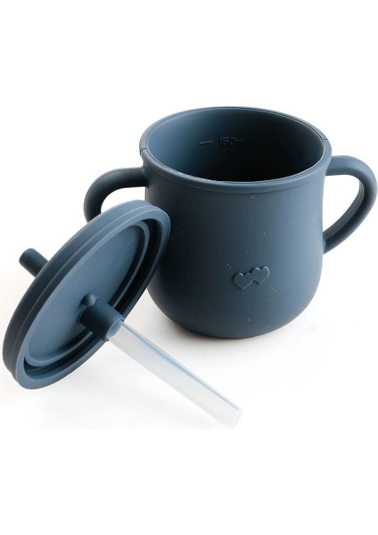 Elite Silikon Pipetli Bardak, ( Alıştırma Bardağı ) Çerez Kapağı / Lacivert 1 Adet