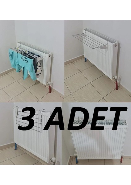 3'lü Çamaşır Kurutmalık Petek Üstü 60cm Bej Demir Kaliteli Set