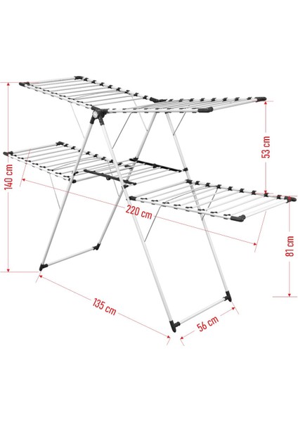 Lila-XL Çift Katlı Metal Çamaşır Kurutmalık Mor Renk, Dayanıklı ve Pratik Kullanım