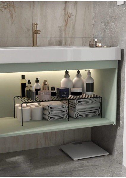 Siyah Dolap Içi Raf Düzenleyici, Ayarlanabilir Dolap Içi Raf Mutfak ve Banyo Düzenleyici