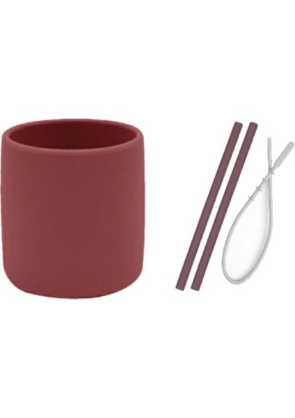 Elite 3'lü Set Bordo Silikon Alıştırma Bardağı 1 Adet Kolay Temizlenebilir ve Ergonomik