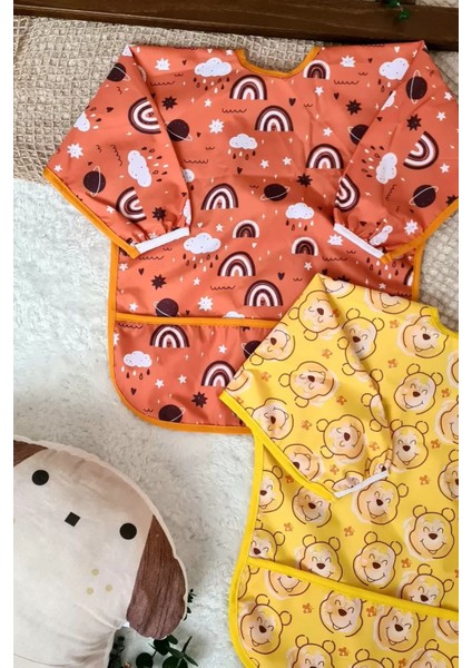 Elite ve Rainbow Desenli 2'li Paket Sıvı Geçirmez Unisex Aktivite ve Önlüğü 6-24 Ay 1 Adet
