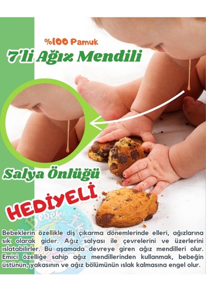 Elite 7'li Bebek Ağız Mendili - 22X22 cm Yumuşak Penye Kumaş Ağız Bezi - Gökyüzü Serisi (Mavi Tonlar) 1 Adet