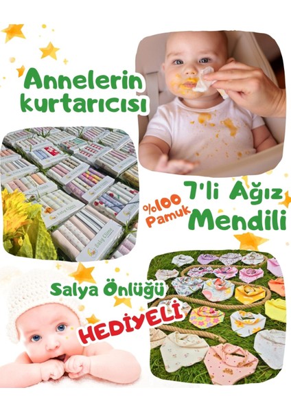 Elite 7'li Bebek Ağız Mendili - 22X22 cm Yumuşak Penye Kumaş Ağız Bezi - Gökyüzü Serisi (Mavi Tonlar) 1 Adet