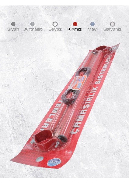 Ayarlı Balkon ve Pencere Çamaşır Askılığı, Demir, Kırmızı, Türkiye üretimi