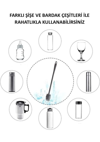 Elite Biberon Temizleyici Silikon Fırça Termos Sürahi Yağ Şişe Temizleme Fırçası Cam Şişe Yıkama Fırçası 1 Adet