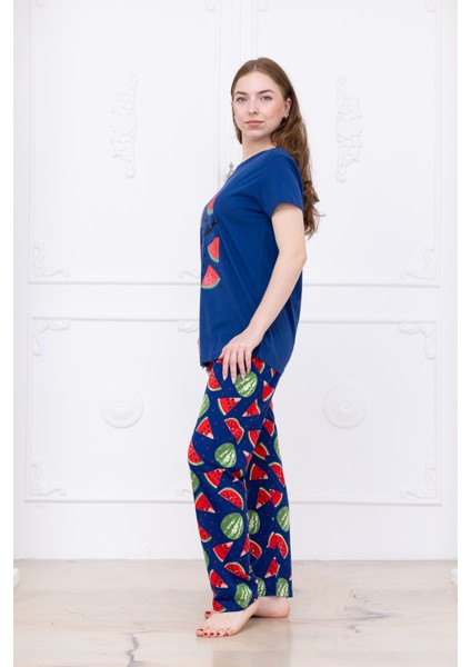 Kadın Karpuz Desenli Pijama Takımı Lacivert fiyatları