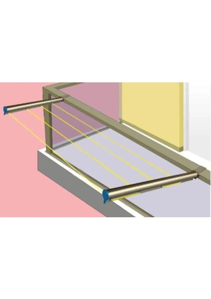 80×30 ve 60×25 mm kare küpeşte çamaşır kurutma askısı, metalik renk, dayanıklı materyal