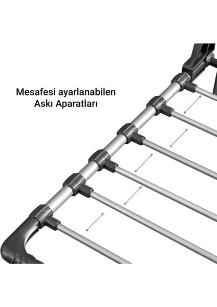 55 cm ayarlanabilir gri çelik balkon ve pencere uyumlu çok amaçlı çamaşır askısı