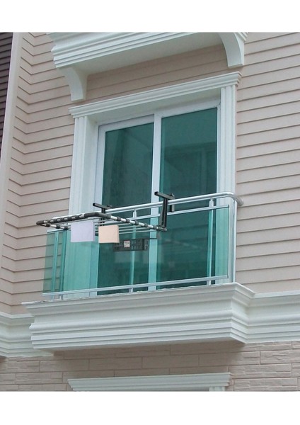 55 cm ayarlanabilir gri çelik balkon ve pencere uyumlu çok amaçlı çamaşır askısı