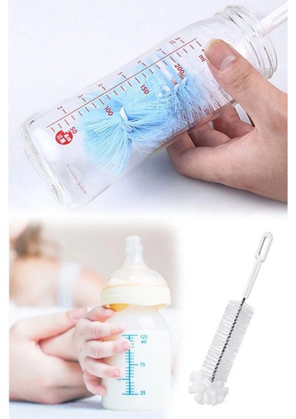 Elite Plastik Saplı Bebek Biberon Yıkama Temizleme Fırçası Yumuşak Fırça Ucu ile Hijyenik Temizlik 1 Adet