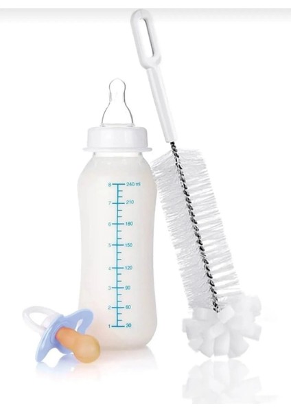 Elite Plastik Saplı Bebek Biberon Yıkama Temizleme Fırçası Yumuşak Fırça Ucu ile Hijyenik Temizlik 1 Adet