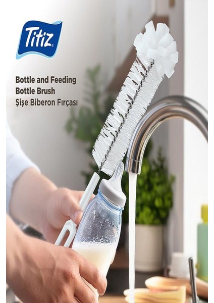 Elite Plastik Saplı Bebek Biberon Yıkama Temizleme Fırçası Yumuşak Fırça Ucu ile Hijyenik Temizlik 1 Adet