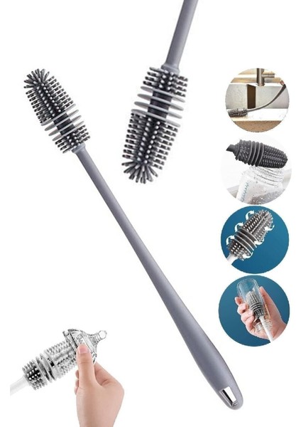 Elite Silikon Biberon Bardak Tabak Cam Şişe Fincan Yıkama Fırçası Fonksiyonlu Bulaşık Temizleme Fırçası 1 Adet