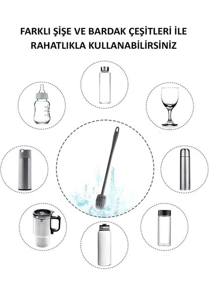 Elite Silikon Biberon Bardak Tabak Cam Şişe Fincan Yıkama Fırçası Fonksiyonlu Bulaşık Temizleme Fırçası 1 Adet