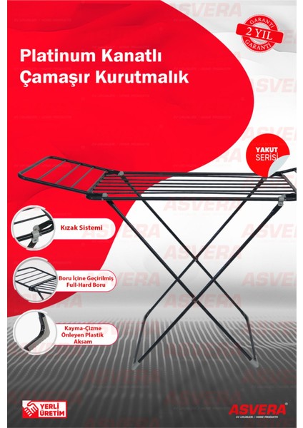 Gri Metal Borulu Çamaşır Kurutmalık, Kanatlı ve Dayanıklı Tasarım