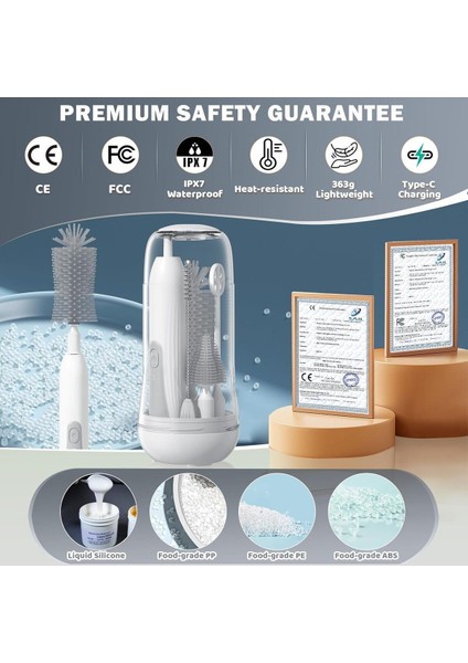 Elite Elektrikli Biberon Fırça Seti - Uv Sterilizatörle Temizlemek Için Taşınabilir Biberon Fırçaları 1 Adet fırsatları