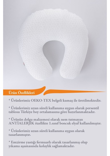 Emzirme Yastığı Minderi, Pamuk Kumaş - Dolgulu Yastık 60 x 60 cm 1 Adet