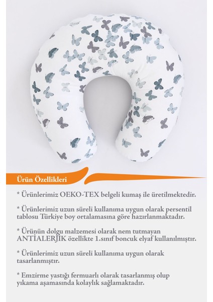 Elite Emzirme Yastığı Emzirme Önlüğü Set Pamuklu Kumaş Yeşil Kelebek 1 Adet