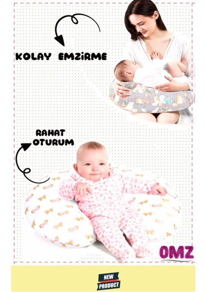 Elite Gri Stars Desen Destek Minderi Bebek Yastığı Anne Bebek Emzirme Minderi Emzirme Yastigi 1 Adet